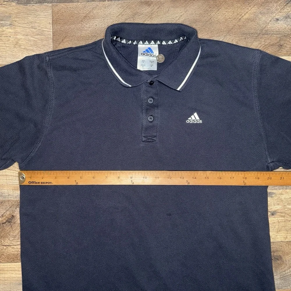 Vintage Adidas Polo Shirt Black Men's Medium Short Sleeve Y2K 90s Urban Baggy